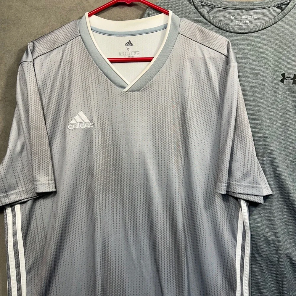 Adidas‎ Under Armour Shirts Men XL Grey Athletic Performance Bundle Excellent x2